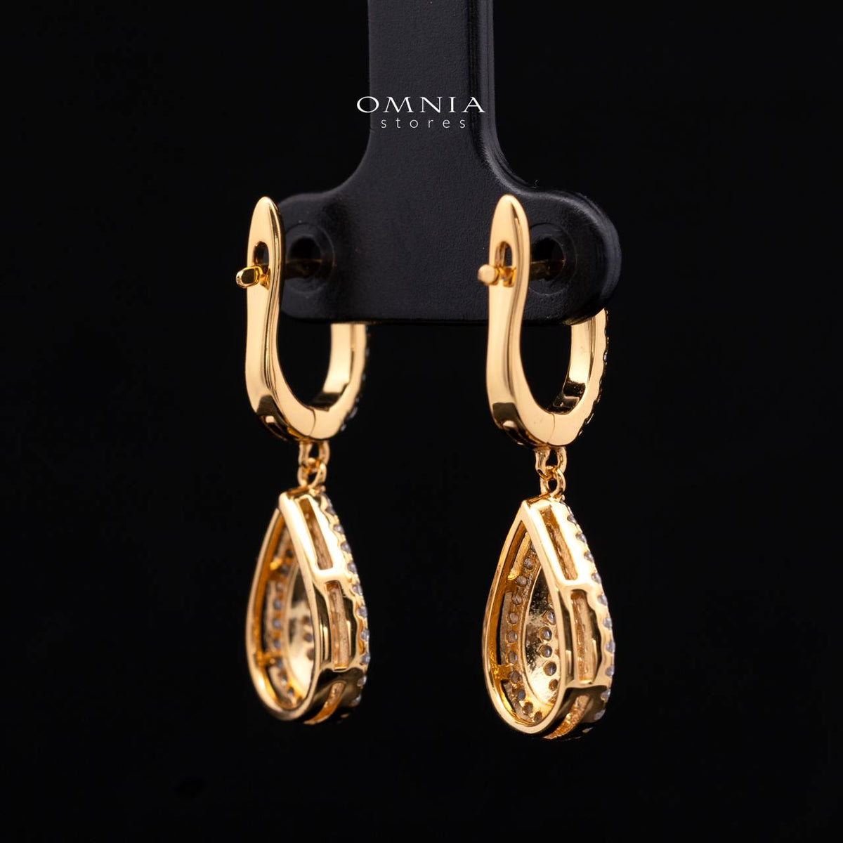 Gwenette Gold-Plated Drop Earring in 925 Silver with Premium Simulated Diamonds