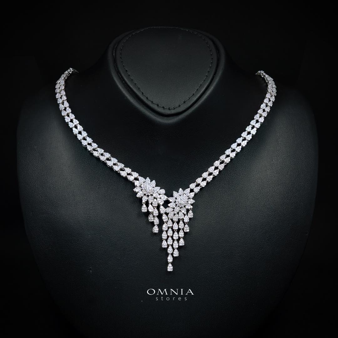 Omnia Nuha White Bridal Full Set in 925 Silver High Quality Simulated Diamonds
