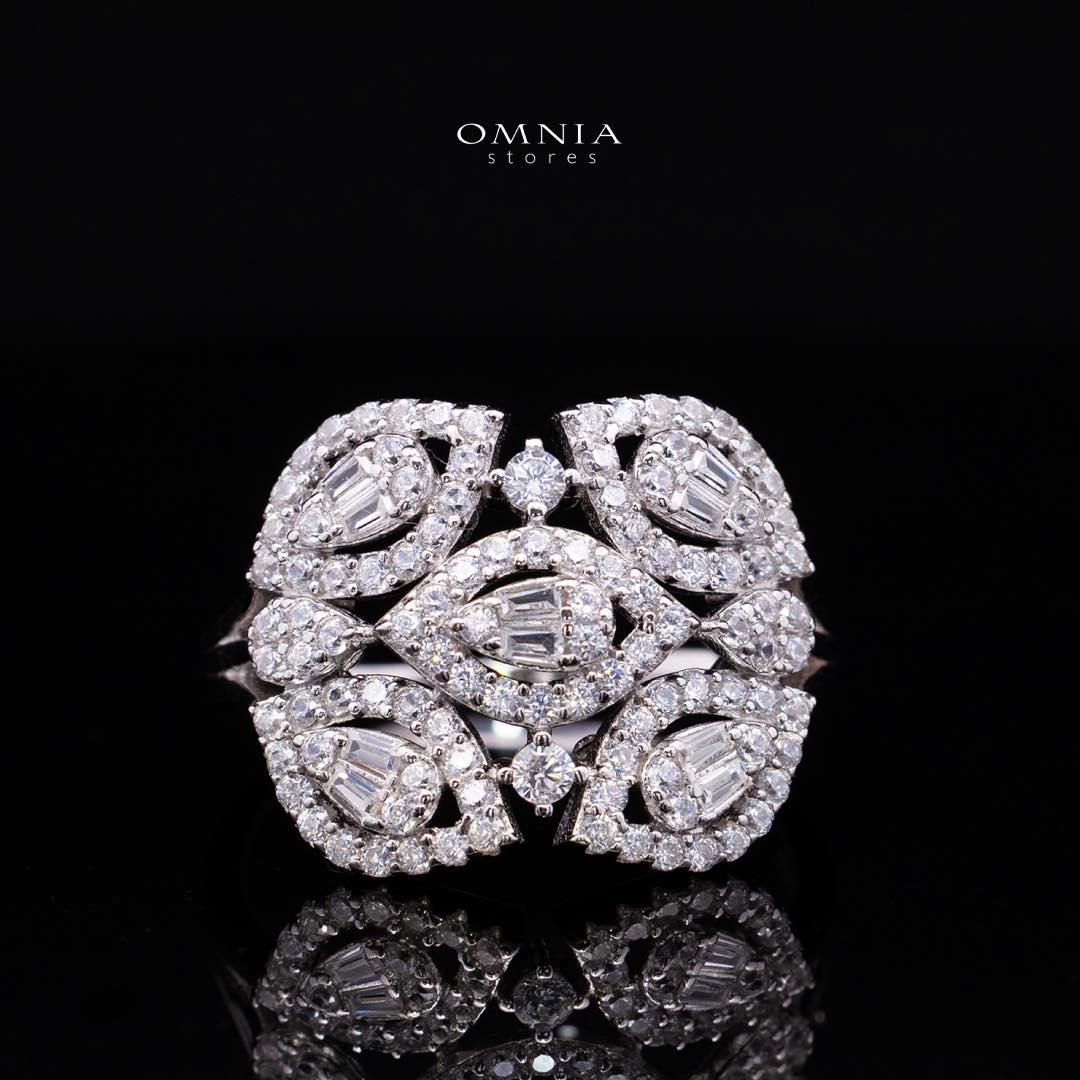 Omnia Nuzha White Bridal Full Set in 925 Silver High Quality Simulated Diamonds