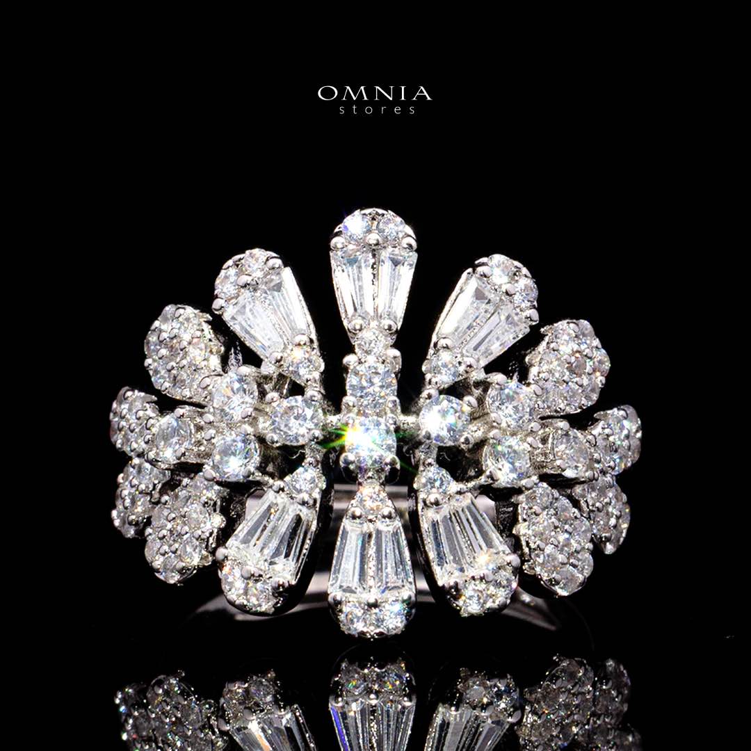 Omnia Elvina White Luxury Bridal Full Set in High Quality Zircon Stone in Rhodium Plated