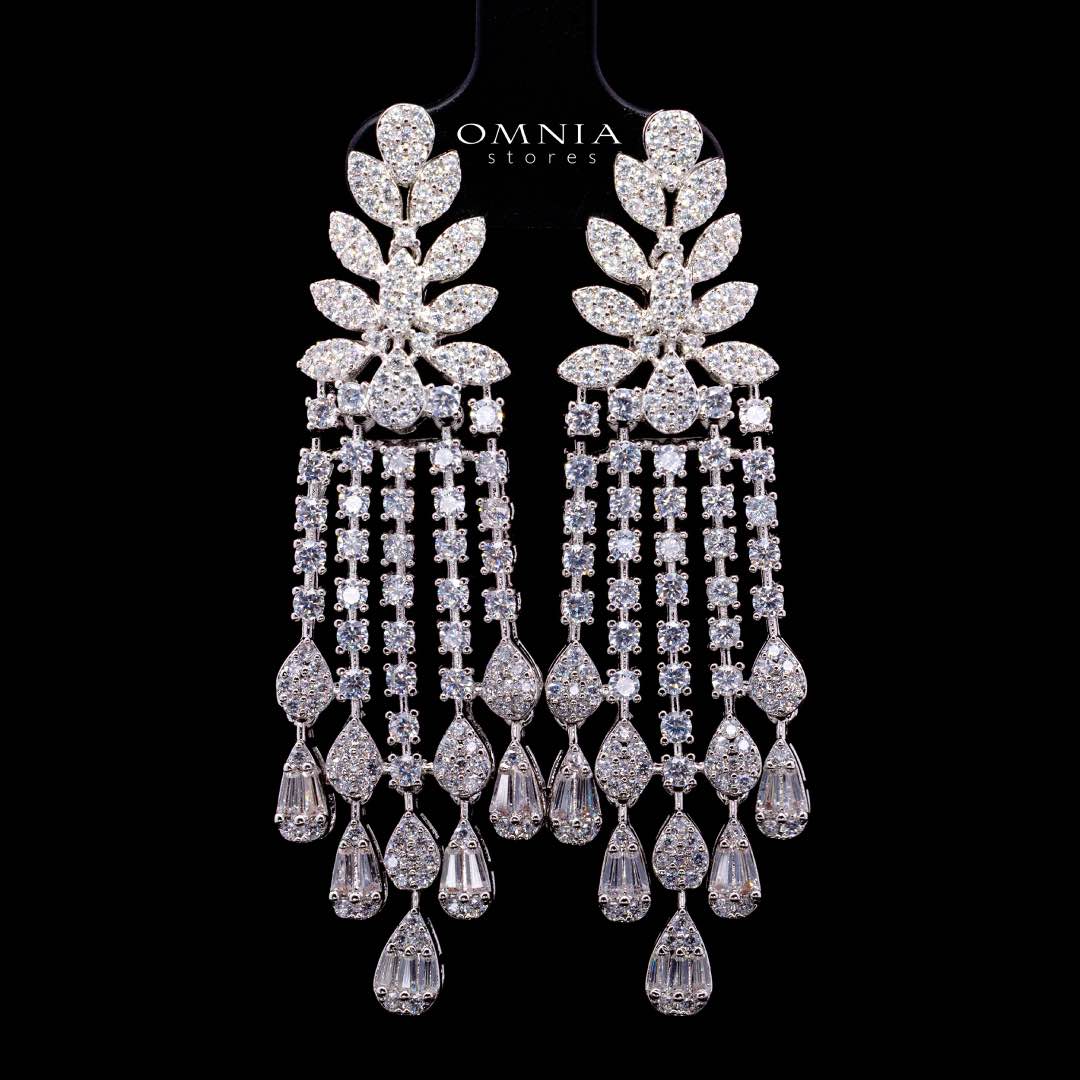 Omnia Elvina White Luxury Bridal Full Set in High Quality Zircon Stone in Rhodium Plated