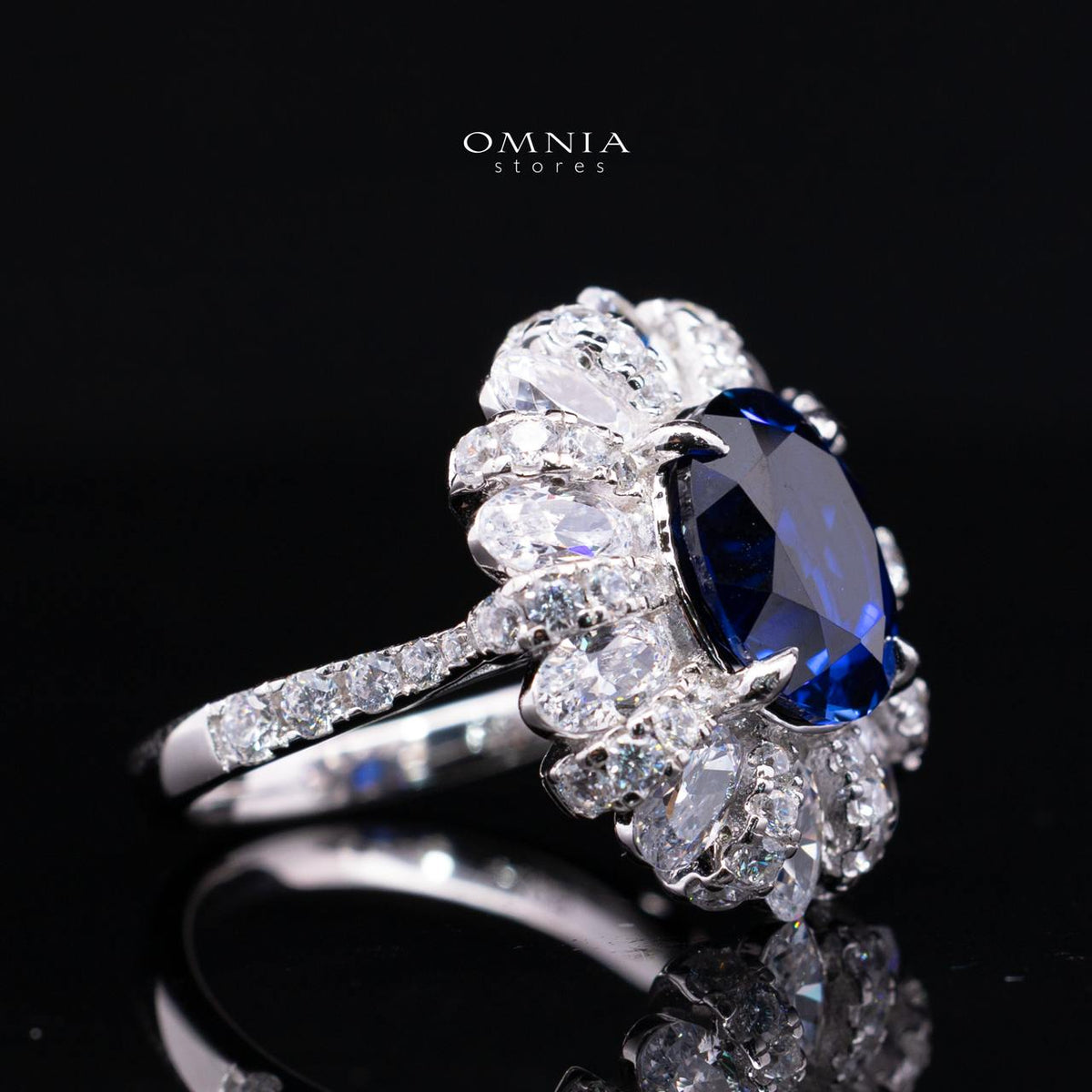 Cecelia Blue Lab-Grown Sapphire Ring with GRC Certificate, Oval 9×11mm, in 925 Sterling Silver
