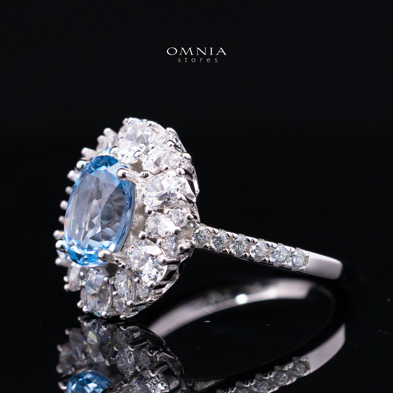 Milania Lab Grown Synthetic Spinel Sky Blue Stones With GRC Certified Ring in 925 Silver