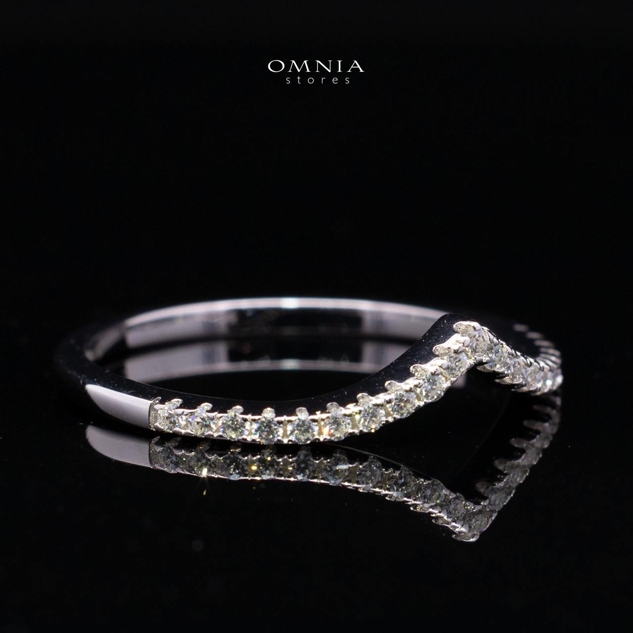 Zafirah White Moissanite V-Shape Chevron Pavé Band Ring – Rhodium-Plated 925 Sterling Silver