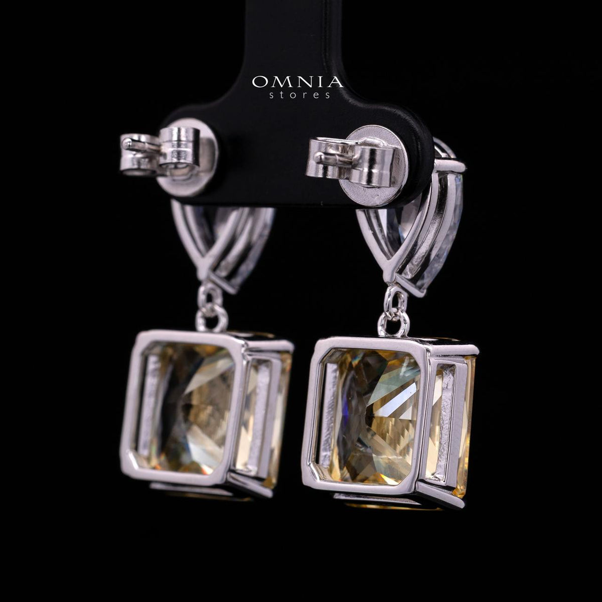 Bettina Yellow Drop Earrings in 925 Silver with High-Quality Simulated Diamond