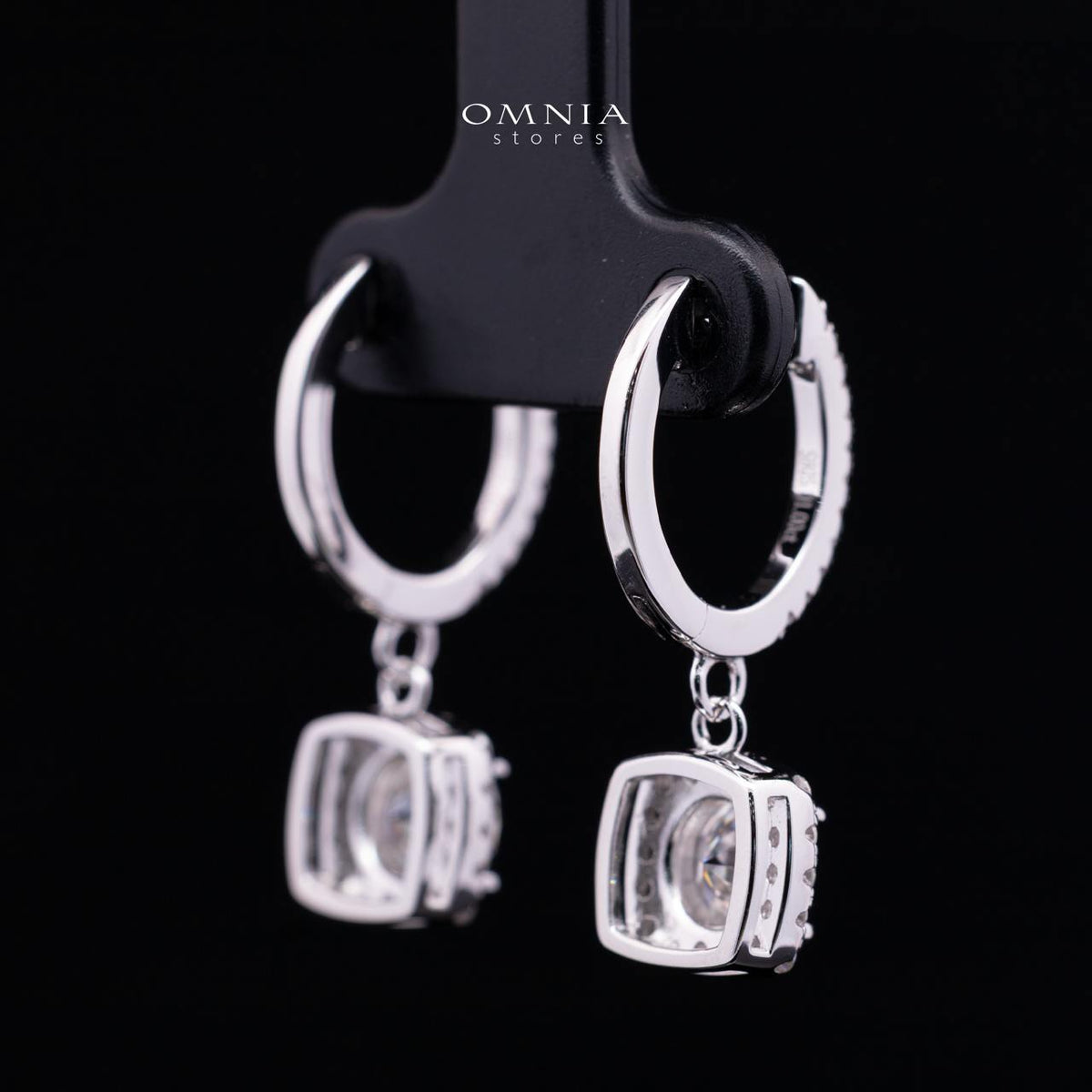 Stefania White Moissanite Drop Earrings with GRA Certificate – RD6.5mm (1ct), Rhodium-Plated 925 Sterling Silver