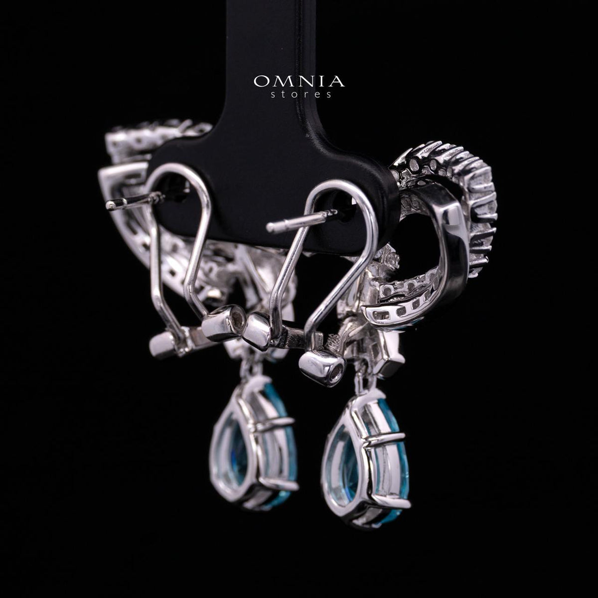 Mary Winged Light Blue Drop Earrings: High-Quality Premium Simulated Diamond in 925 Silver