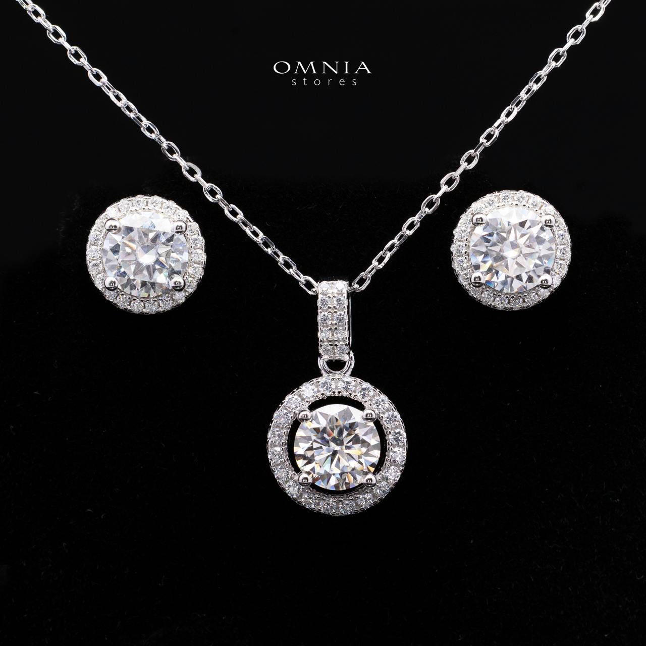Tierna White Moissanite Necklace & Earrings Set 925 Sterling Silver
