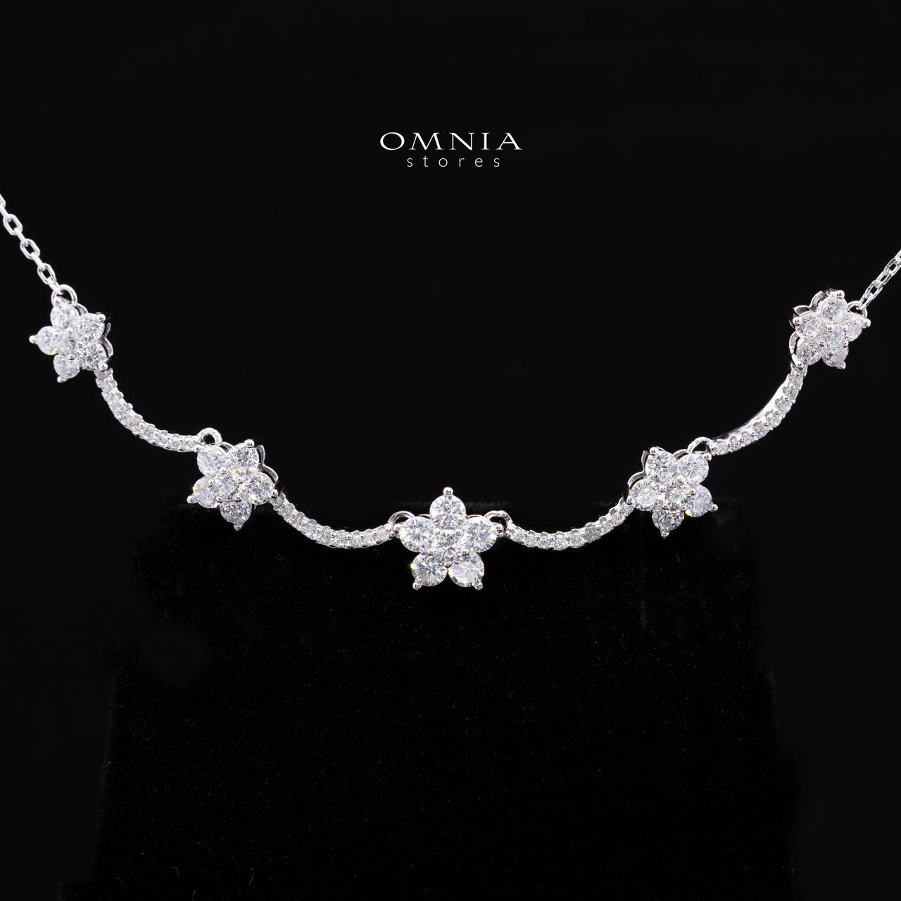 Averlyn Floral Cluster Necklace and Earrings Set in 925 Sterling Silver with Premium Simulated Diamonds