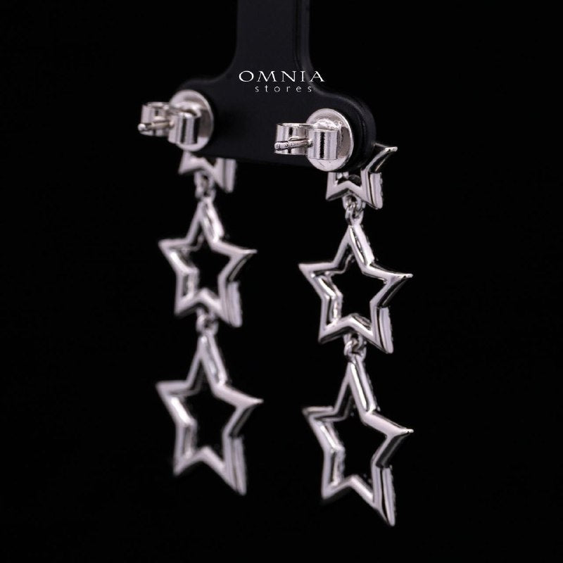 Kelahni Triple Star Drop Earrings — 925 Sterling Silver with Premium Simulated Diamonds