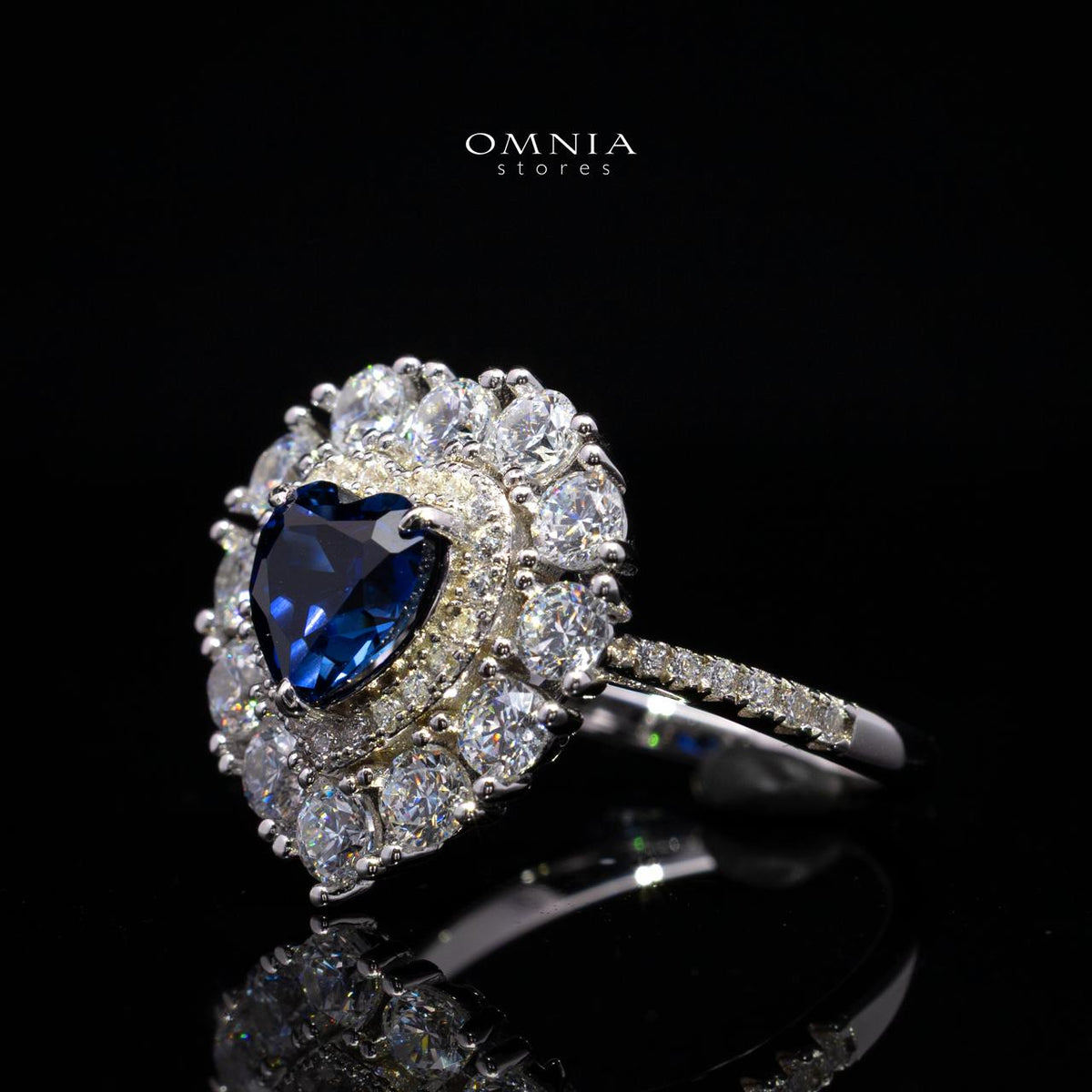 Janiya Blue Lab-Grown Sapphire Ring with GRC Certificate, Heart 6×6mm, in 925 Sterling Silver