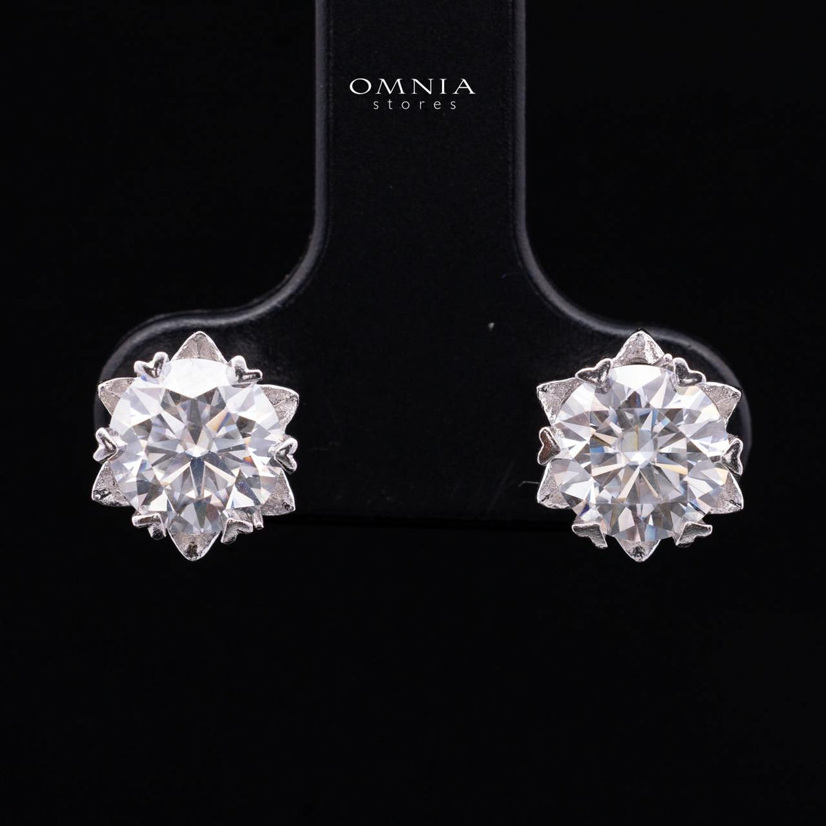 Britney White Moissanite Earring with GRA Certificate – RD 6.5mm (1ct), Rhodium-Plated 925 Sterling Silver