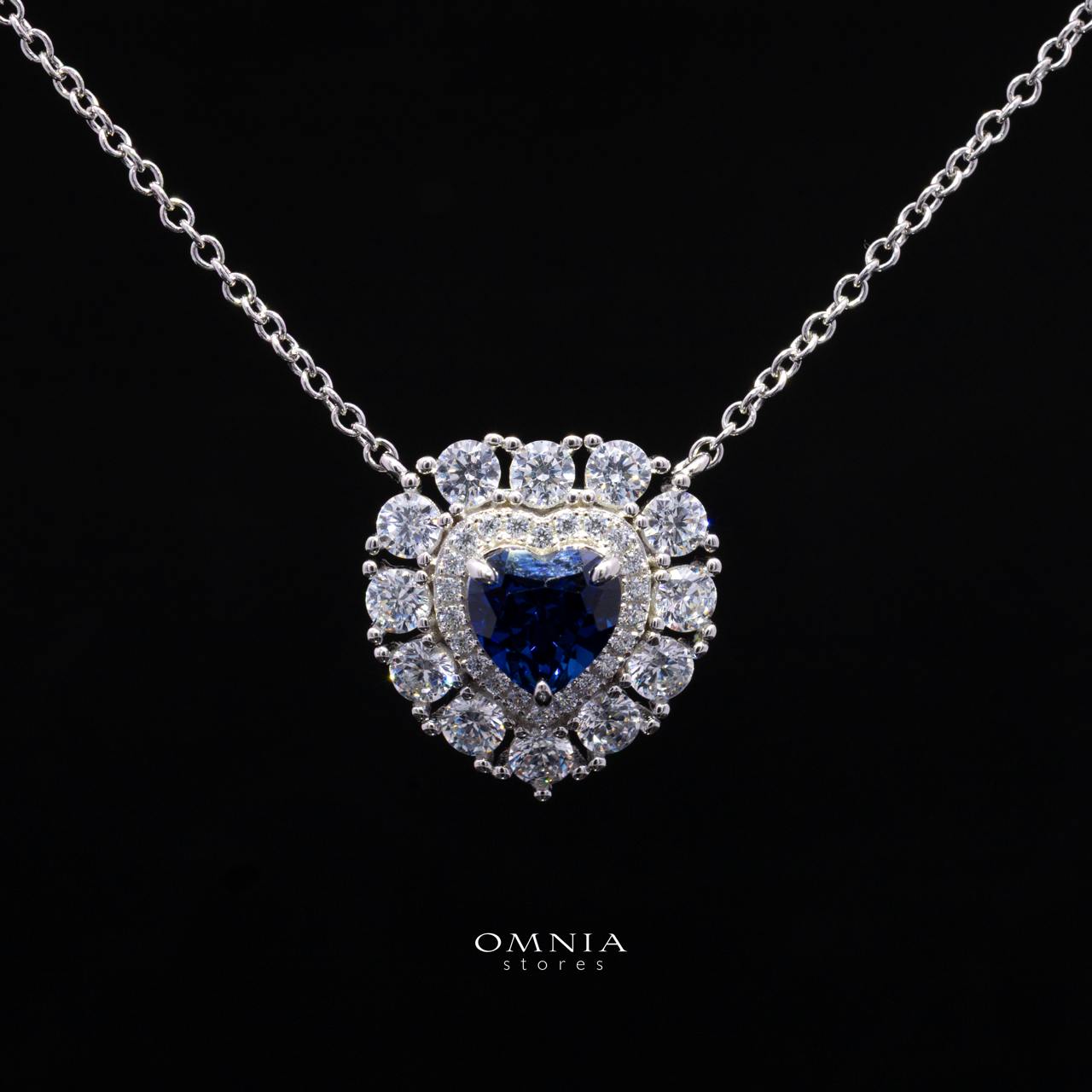 Janiya Blue Lab-Grown Sapphire Pendant with GRC Certificate, Heart 6×6mm, in 925 Sterling Silver