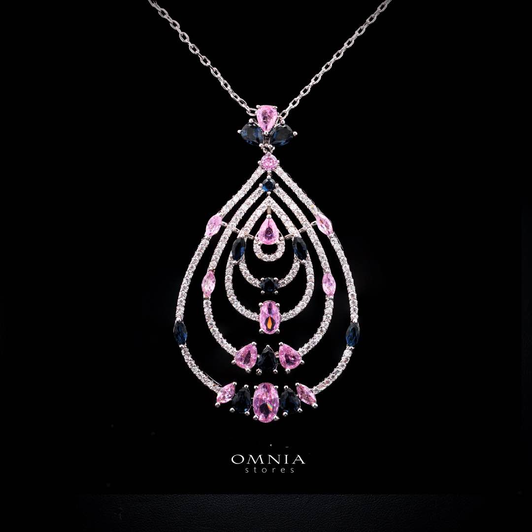 Omnia Mira Pink & Blue Set Accessories in High Quality Zircon Stone