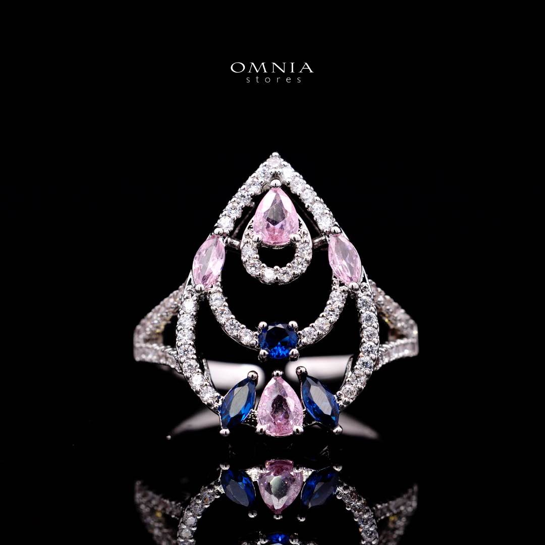 Omnia Mira Pink & Blue Set Accessories in High Quality Zircon Stone