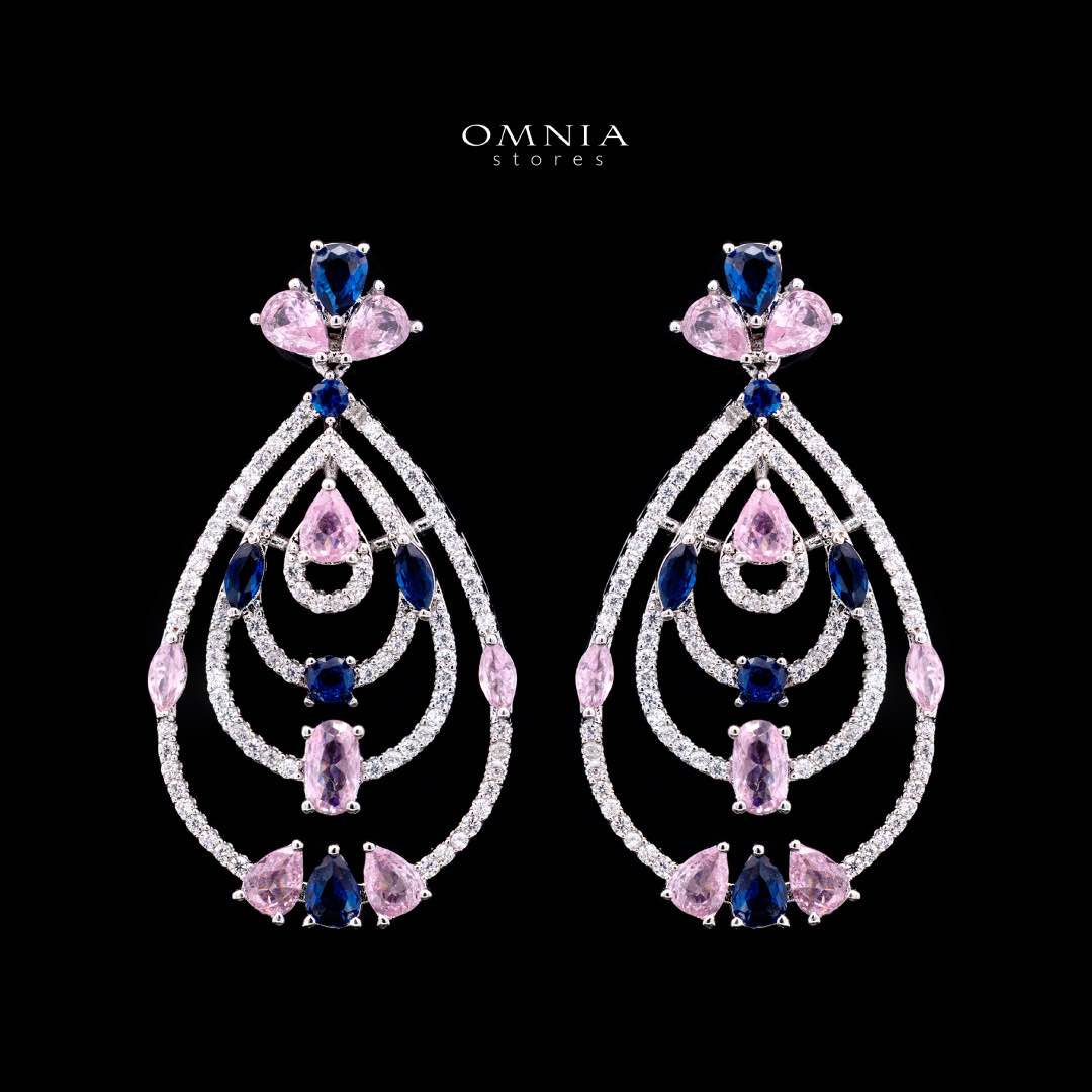 Omnia Mira Pink & Blue Set Accessories in High Quality Zircon Stone