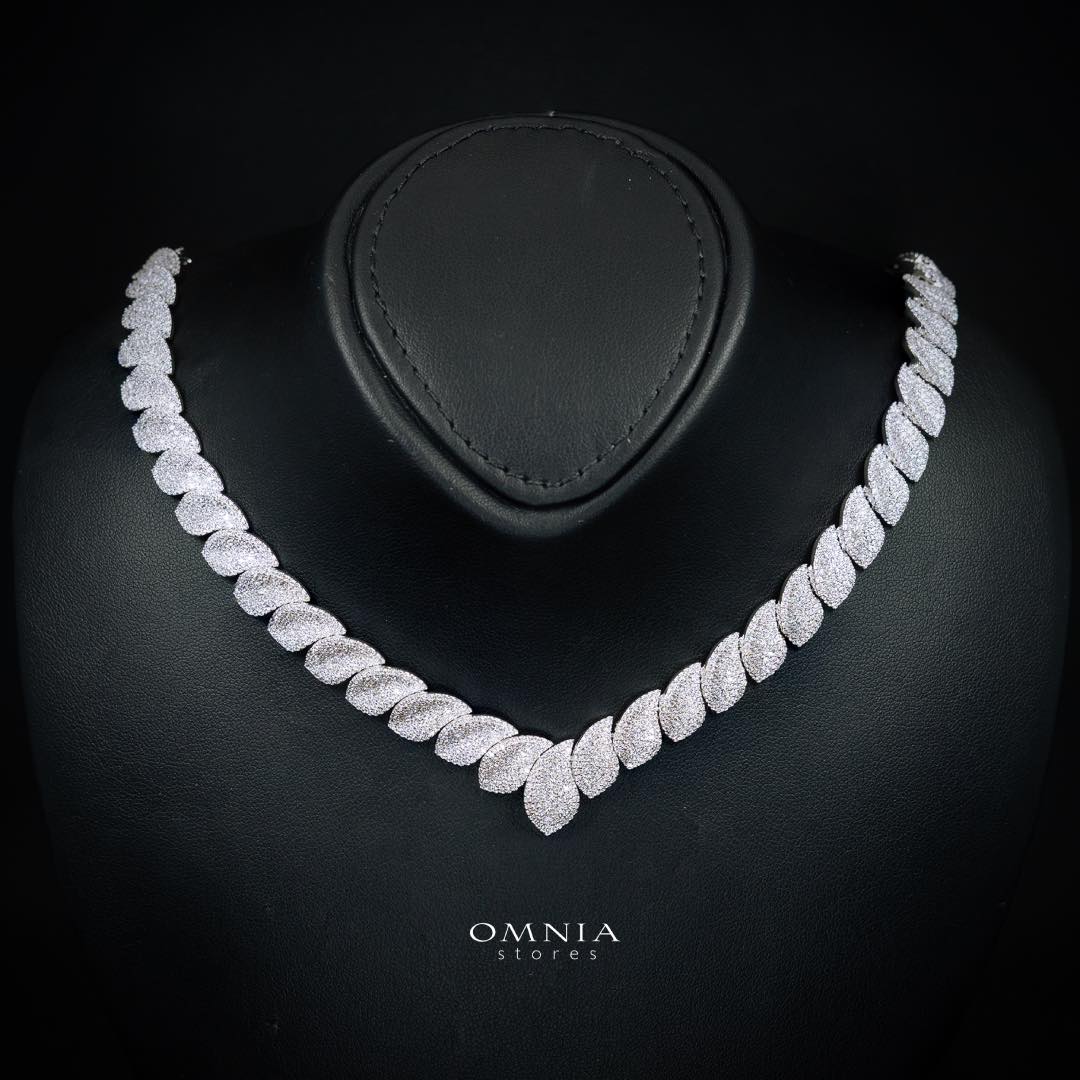 Omnia Alaia Luxury White Bridal Full Set in High Quality Zircon Stone Rhodium Plated