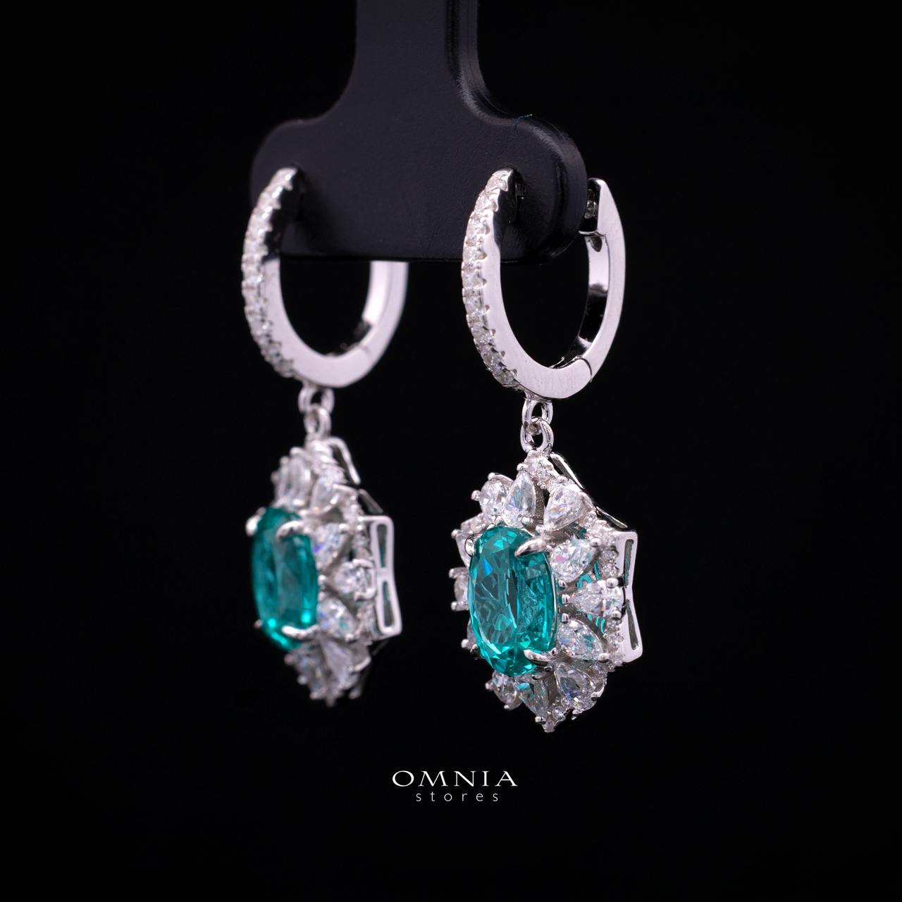 Rachel Lab-Grown Paraiba Earring with GRC Certificate, Oval 6x8mm in 925 Sterling Silver