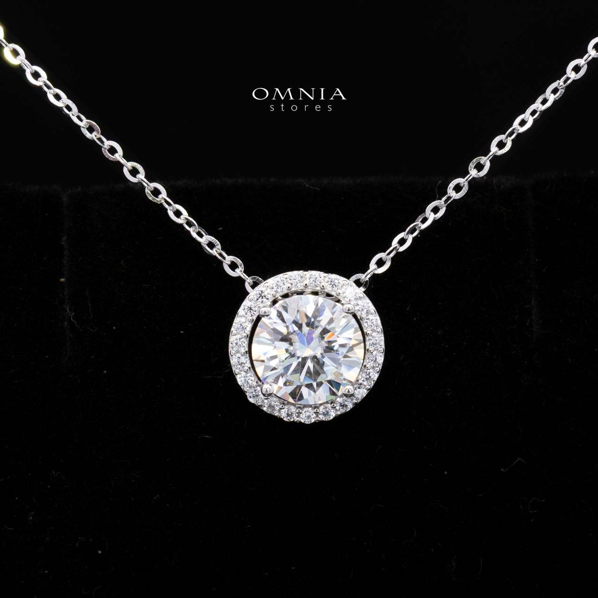 Masuma Moissanite Celestial Glow Halo Necklace & Earring Set in 925 Sterling Silver