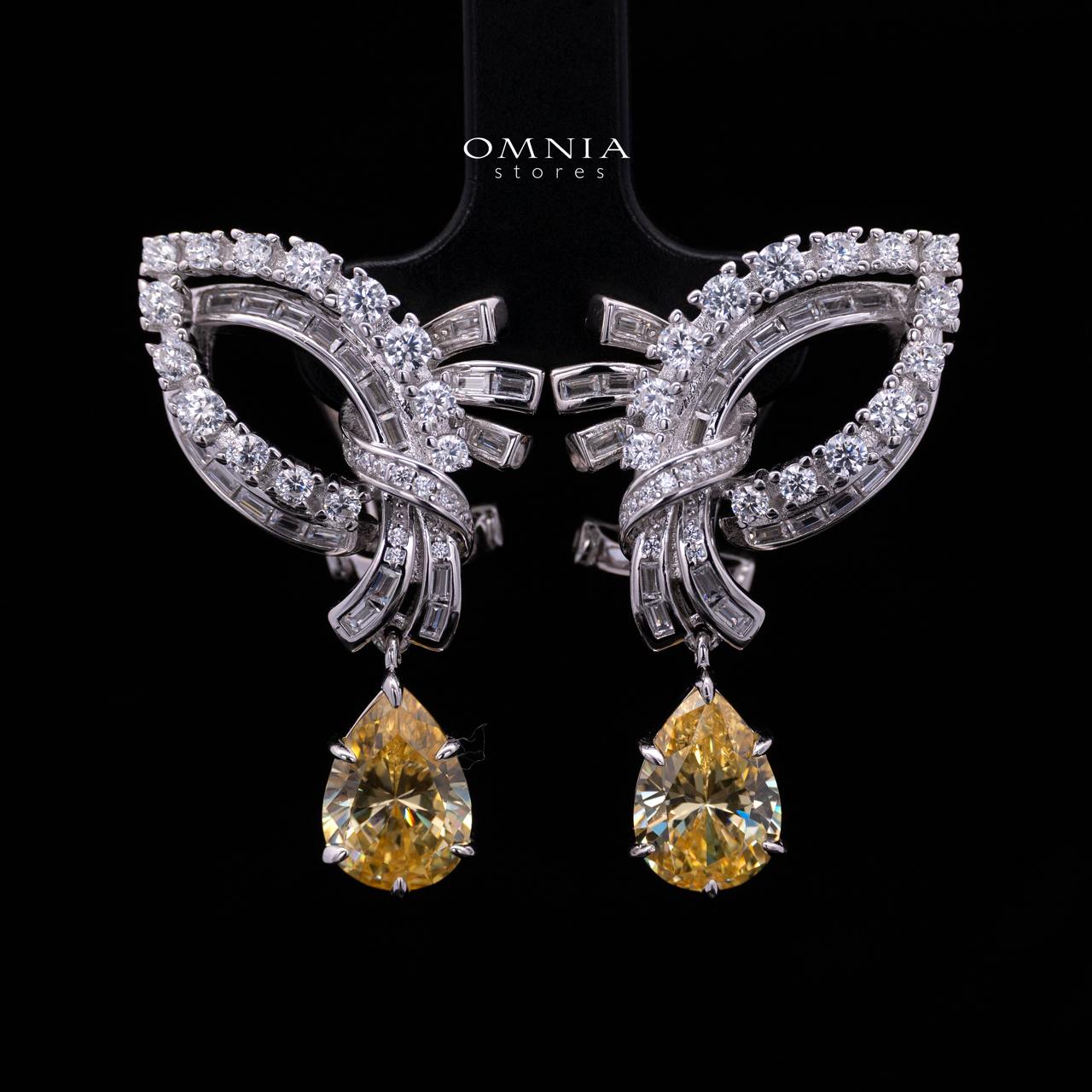 Mary Winged Yellow Drop Earrings: High-Quality Premium Simulated Diamond in 925 Silver