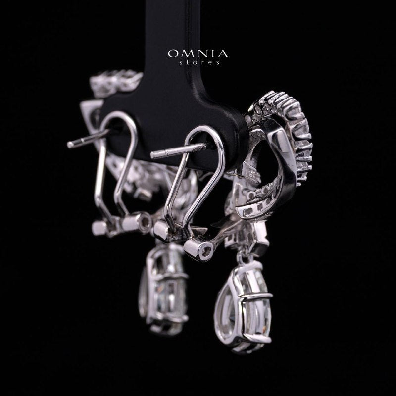 Mary Winged White Drop Earrings: High-Quality Premium Simulated Diamond in 925 Silver