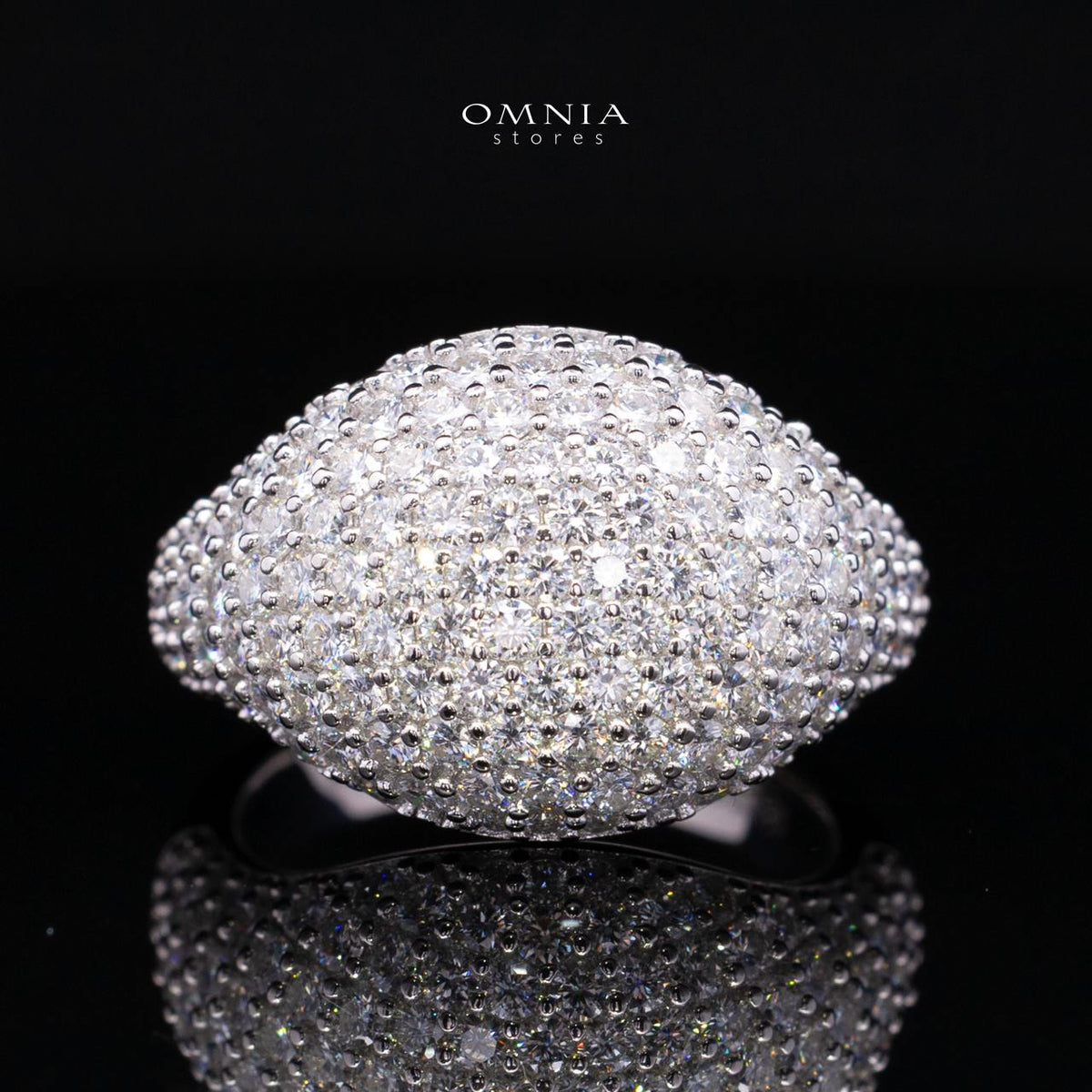 Galla White Moissanite Signature Cluster Dome Ring – Rhodium-Plated 925 Silver
