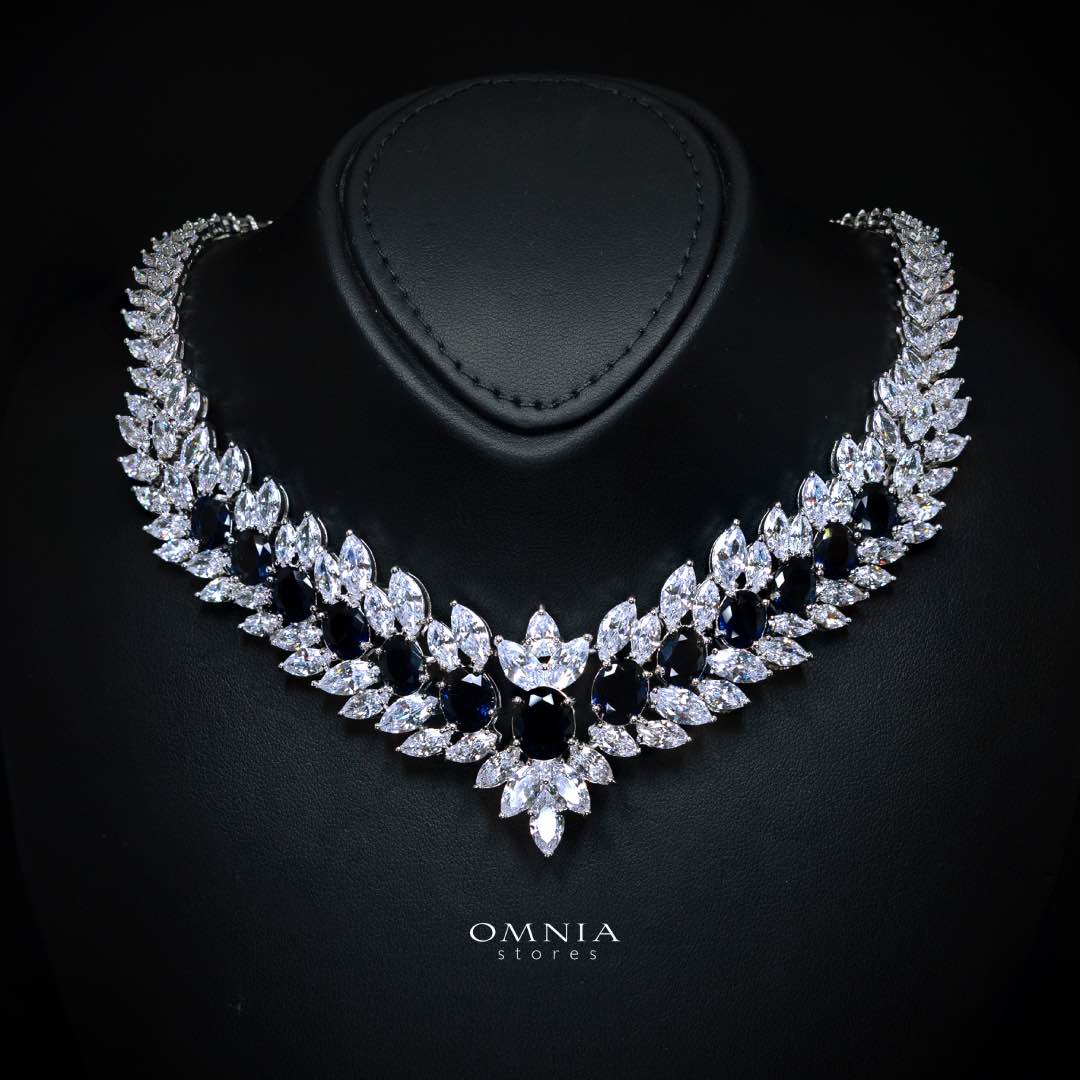 Omnia Buthaina Blue Bridal Full Set High Quality Simulated Diamonds