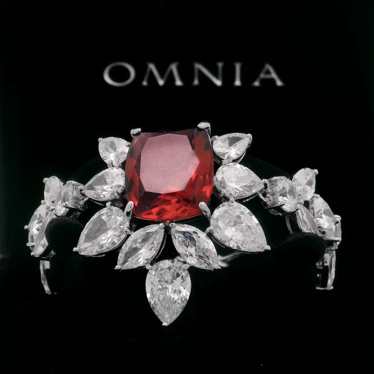 Omnia Medusa Red Bridal Full Set in 925 Silver High Quality Simulated diamonds - OMNIASTORES UAE