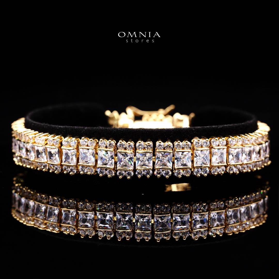 Omnia Rawda Gold Luxury Bridal Full Set With Quality Simulated Diamonds Rhodium Plated