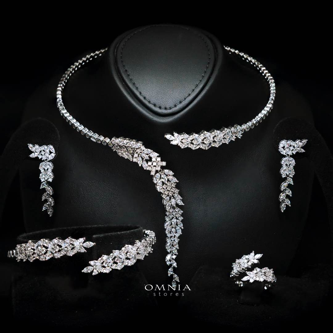 Omnia Nidaa Luxury Bridal Full Set – High-Quality Zircon & Rhodium Plated Jewelry