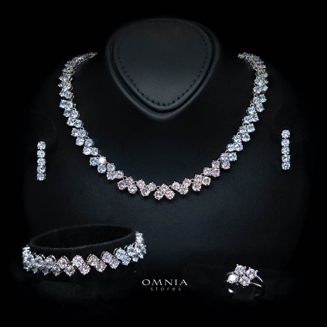 Omnia Hessa White Bridal Full Set in High Quality Simulated Diamonds