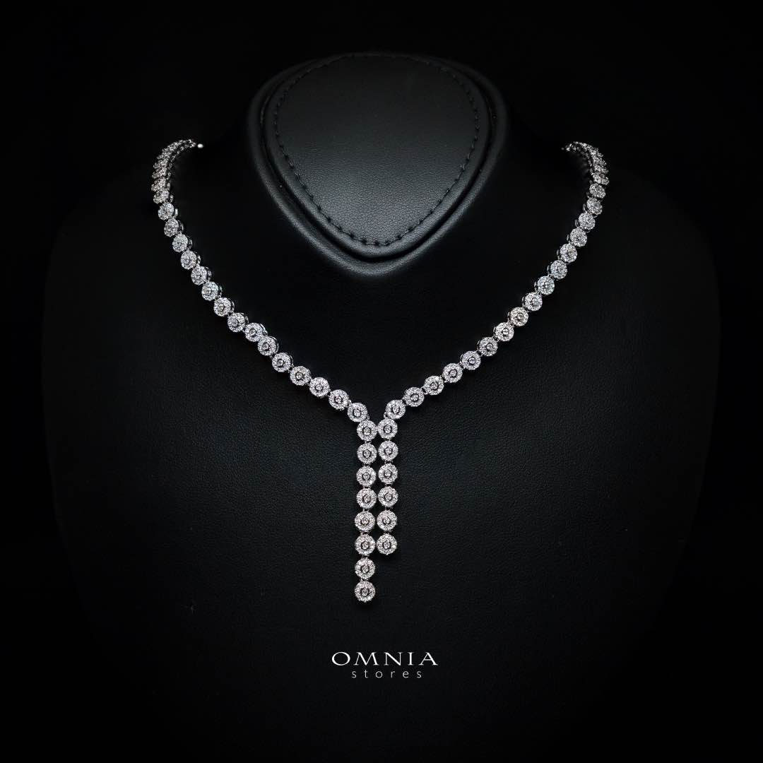 Omnia Fida White Luxury Bridal Full Set White High-Quality Simulated Diamonds Rhodium Plated