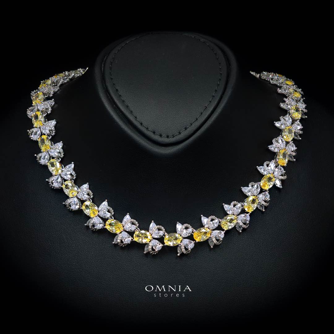 Omnia Muna Yellow Bridal Full Set in High Quality Simulated Diamonds
