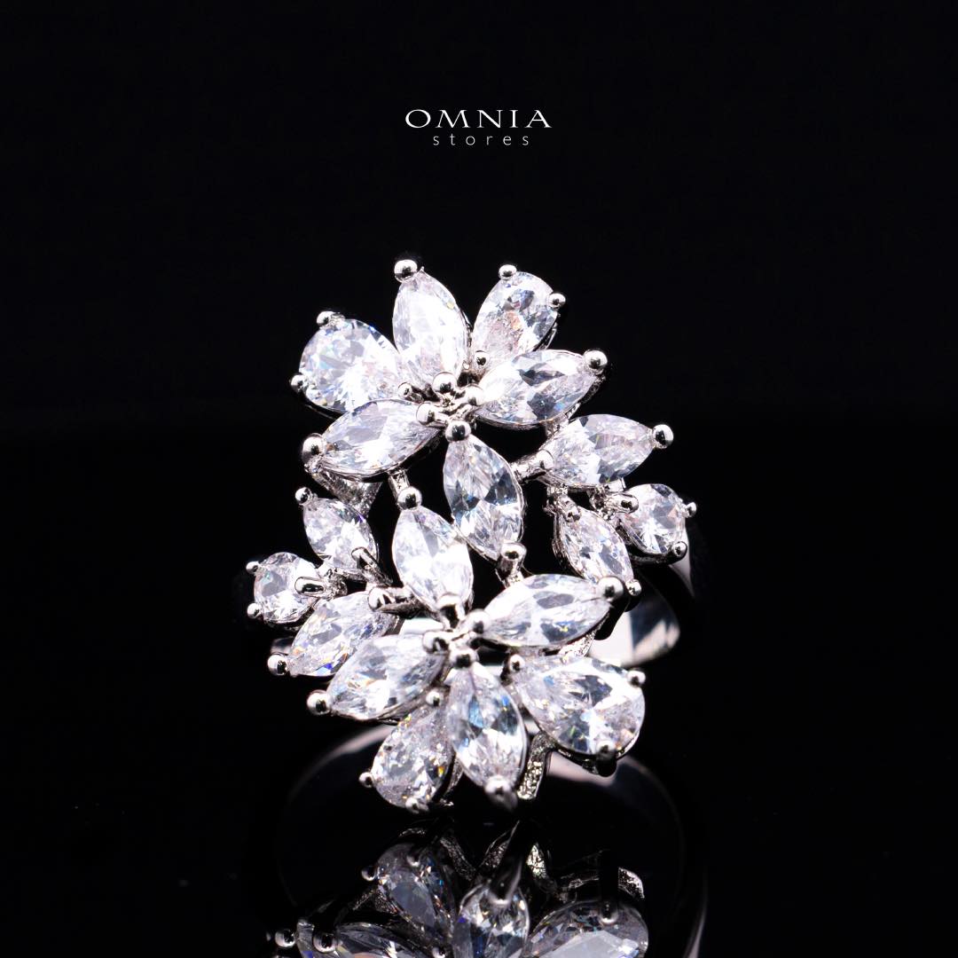 Omnia Sufia Luxury Bridal Full Set – Simulated Diamonds (Pear & Marquise Cut) Rhodium Plated