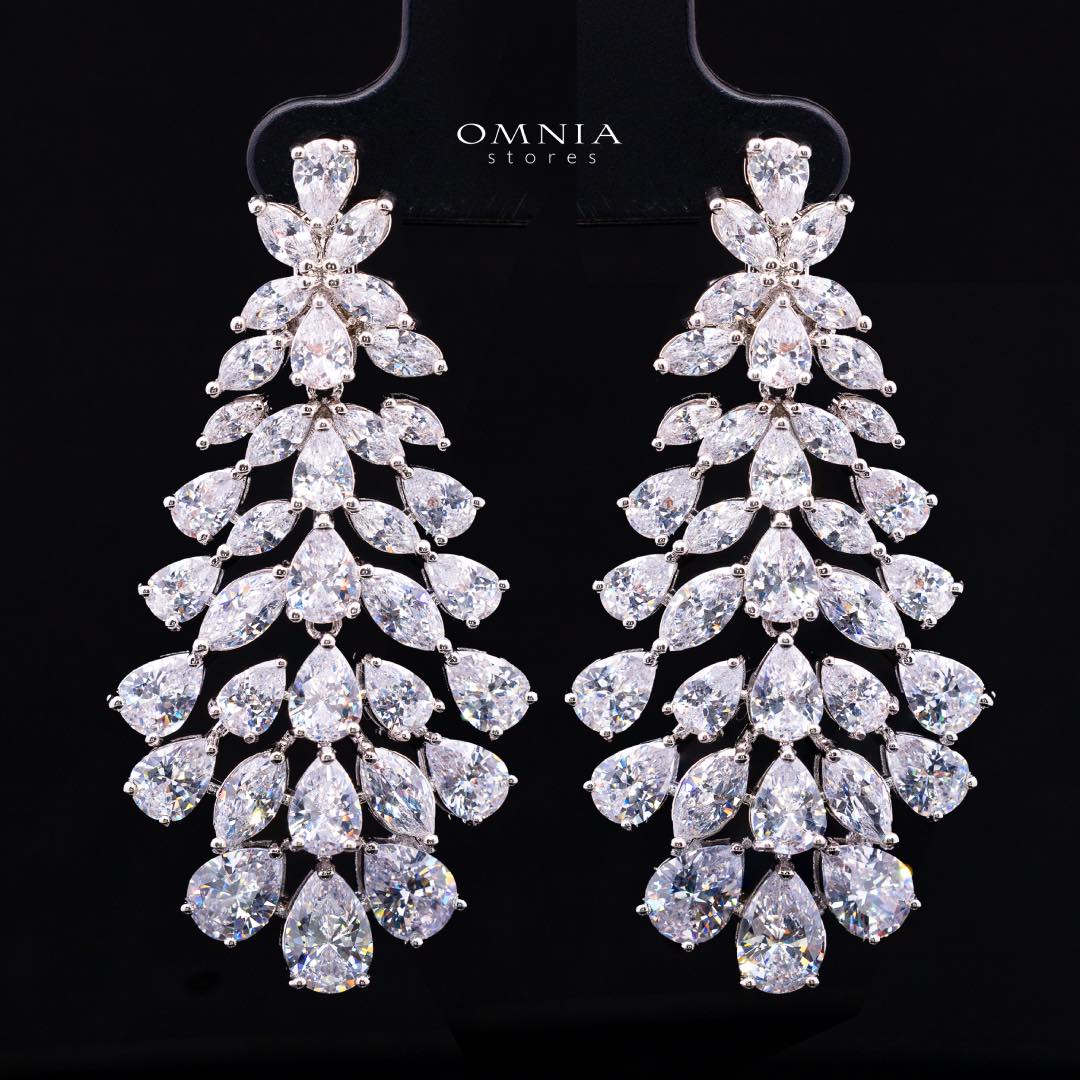 Omnia Sufia Luxury Bridal Full Set – Simulated Diamonds (Pear & Marquise Cut) Rhodium Plated