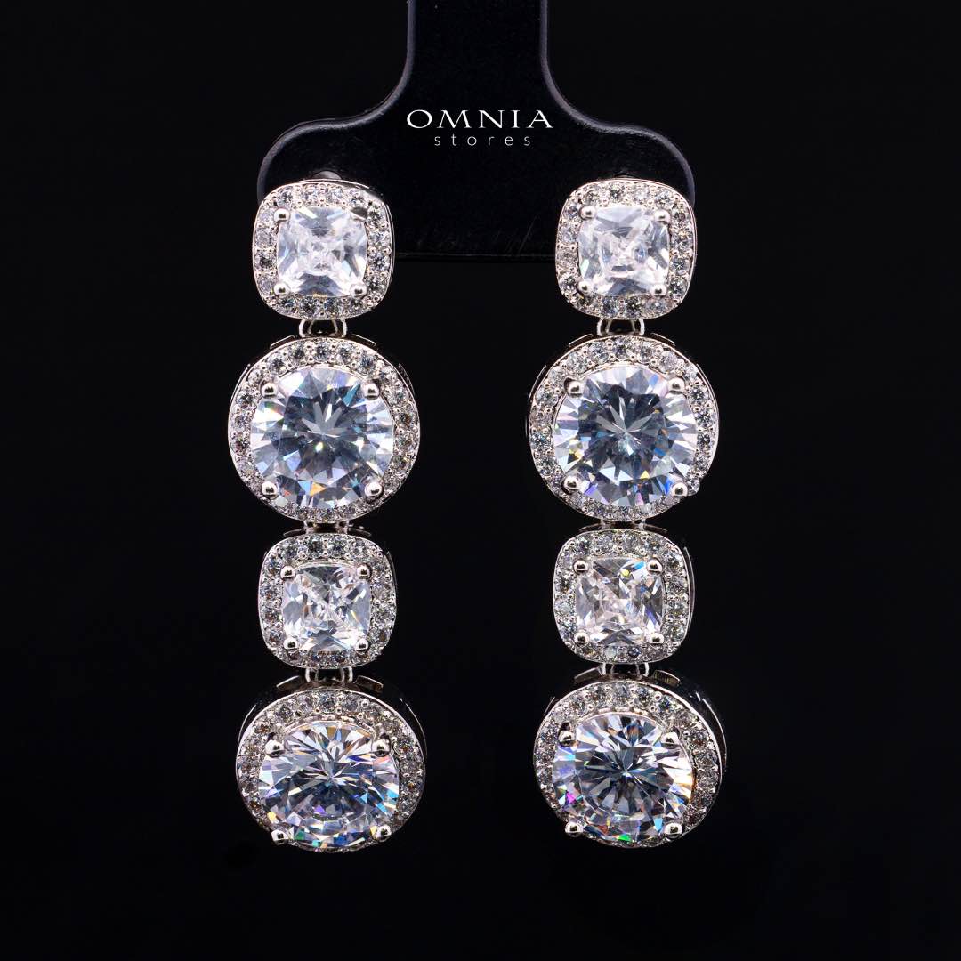 Omnia Lilian White Bridal Full Set in High Quality Simulated Diamonds Rhodium Plated