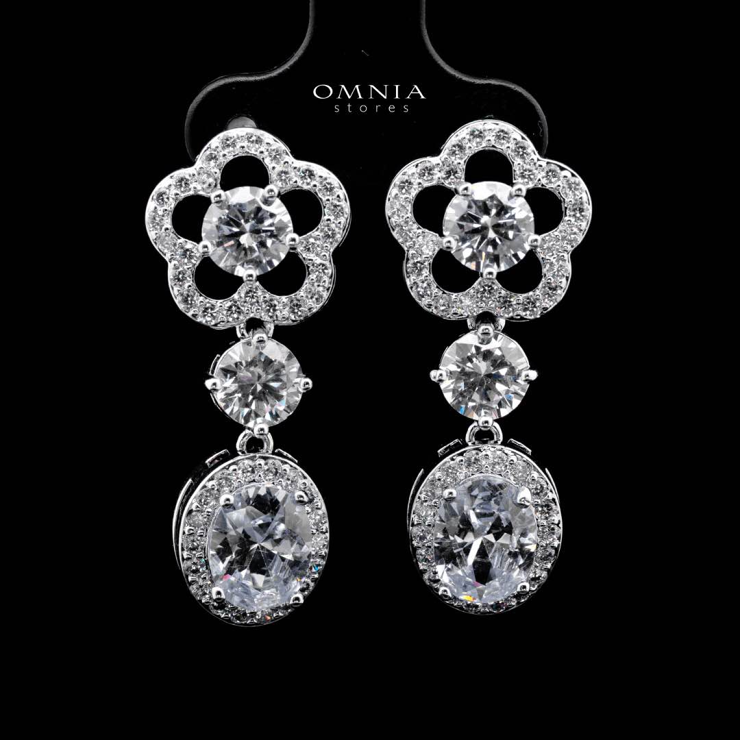 Omnia Esra White Luxury Bridal Full Set in High Quality Simulated Diamond Rhodium Plated