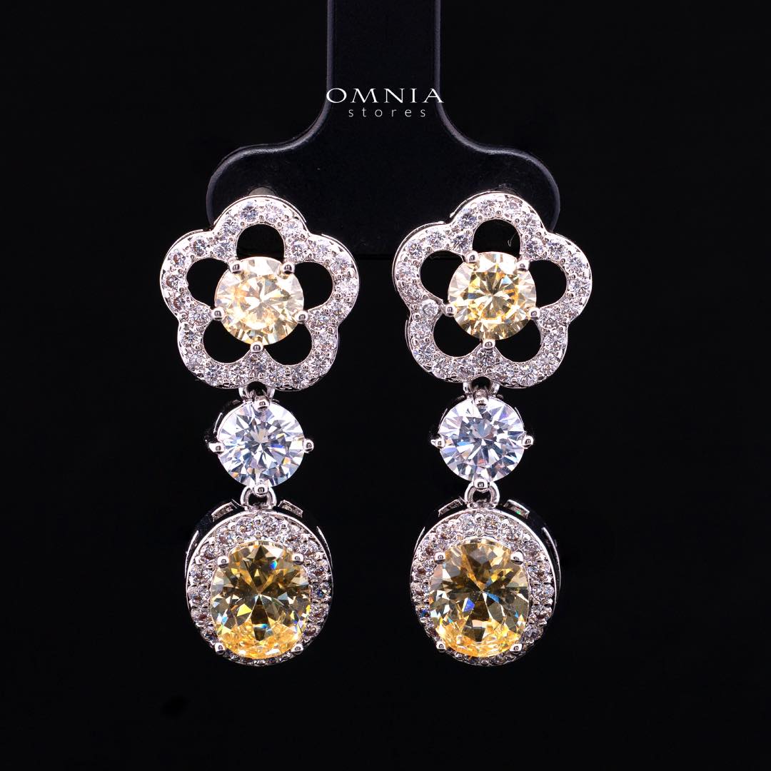 Omnia Esra Yellow Luxury Bridal Full Set in High Quality Simulated Diamond Rhodium Plated