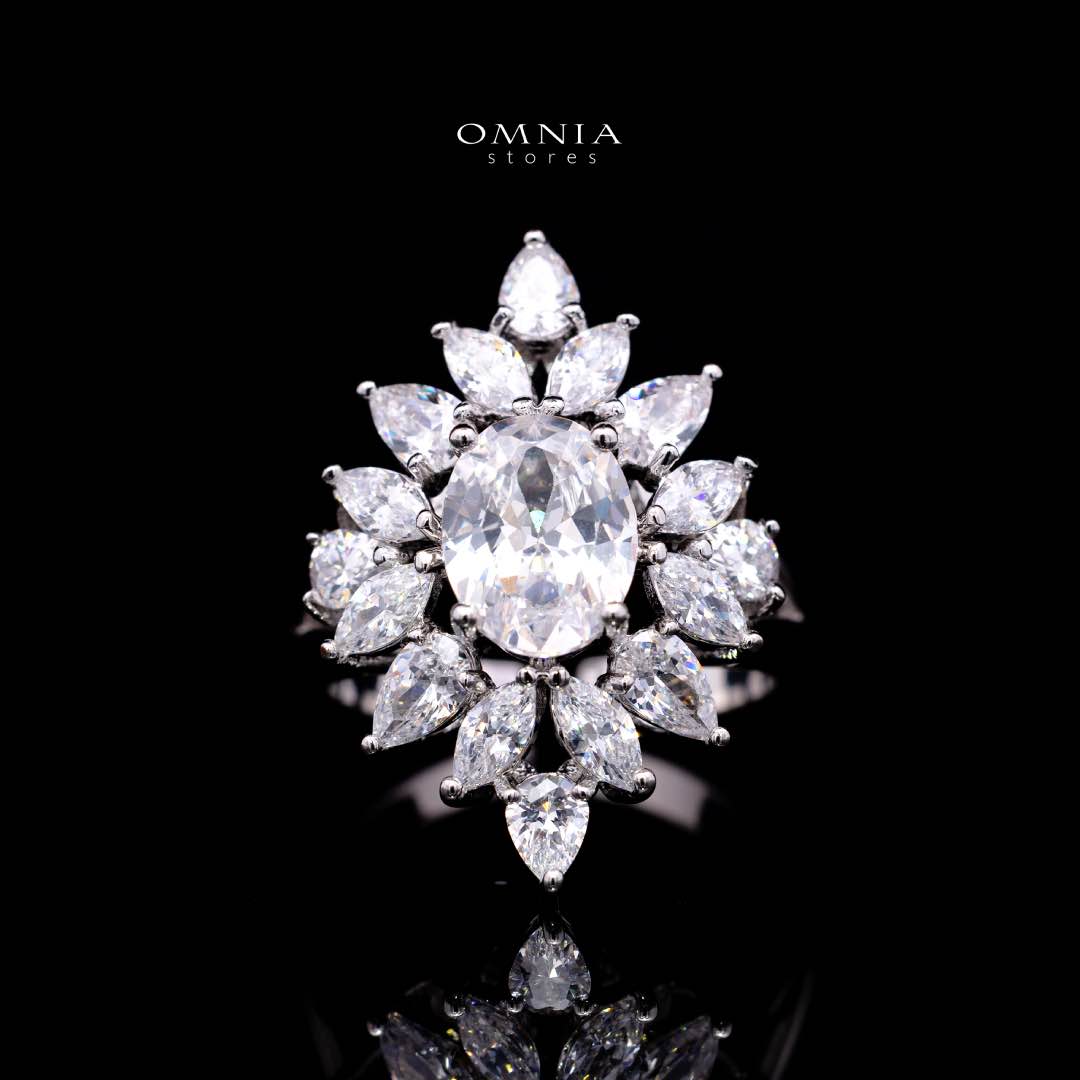 Omnia Dema White Luxury Bridal Full Set in High Quality Zircon Stone Rhodium Plated