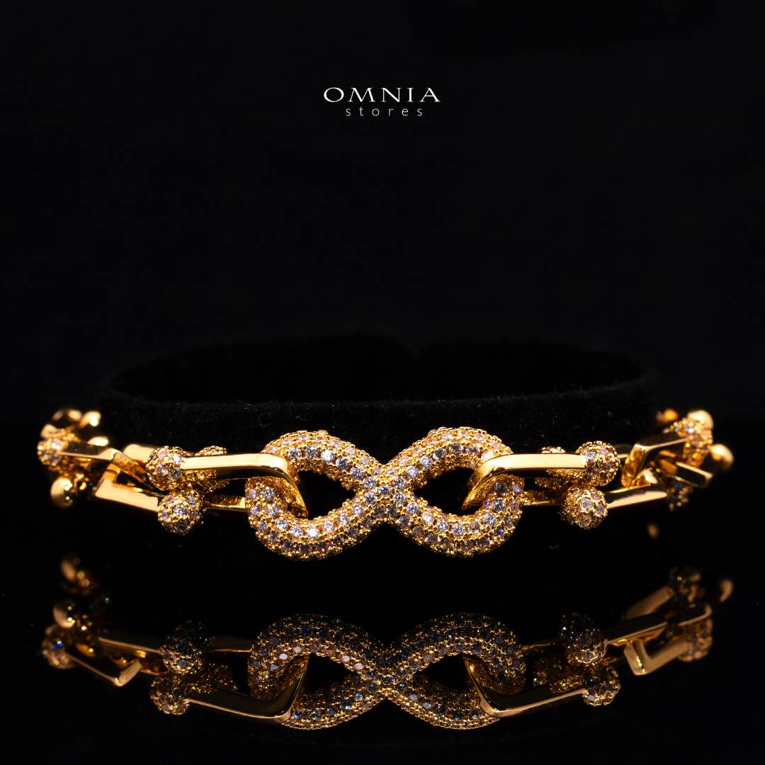 Omnia Infinity Chains Bridal Full Set with High-Quality Simulated Diamonds Gold Plated