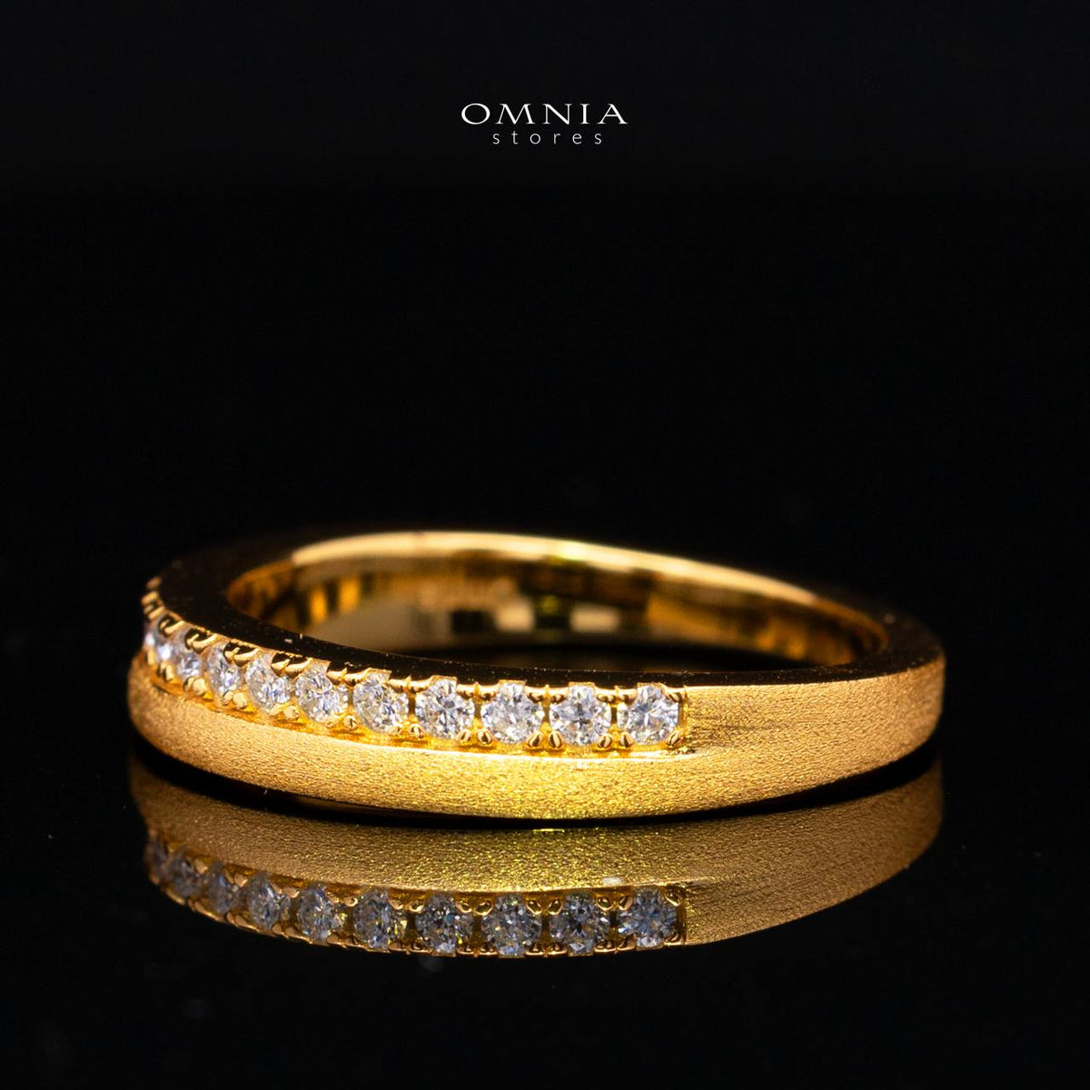 Hailey White Moissanite Minimalist Half Eternity Band Ring – Gold-Plated 925 Sterling Silver