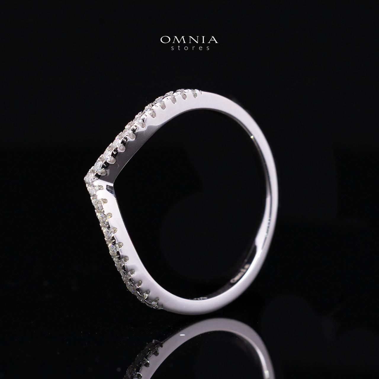 Zafirah White Moissanite V-Shape Chevron Pavé Band Ring – Rhodium-Plated 925 Sterling Silver