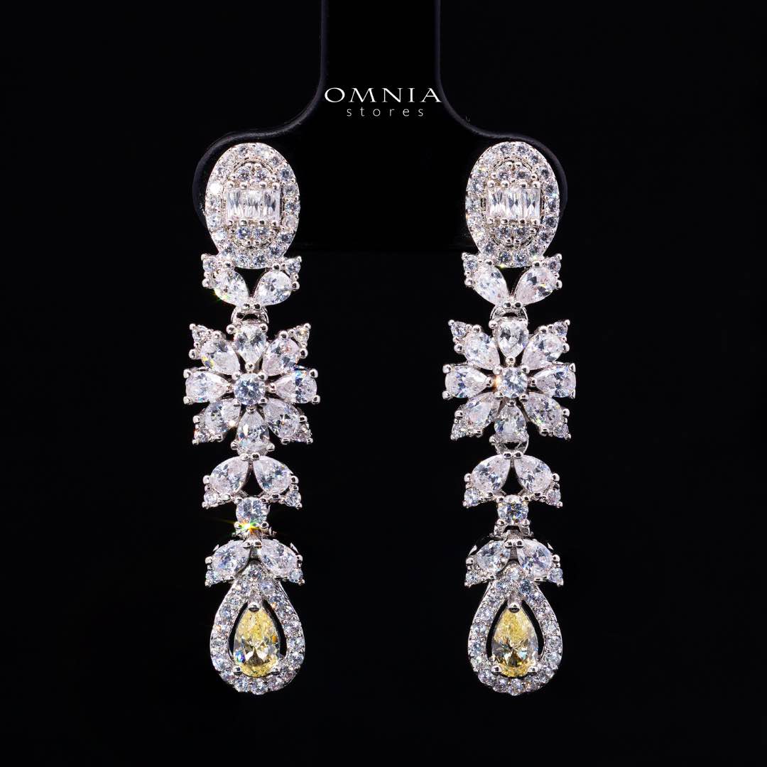 Omnia Trisha Yellow Luxury Bridal Full Set in High Quality Zircon Stone Rhodium Plated