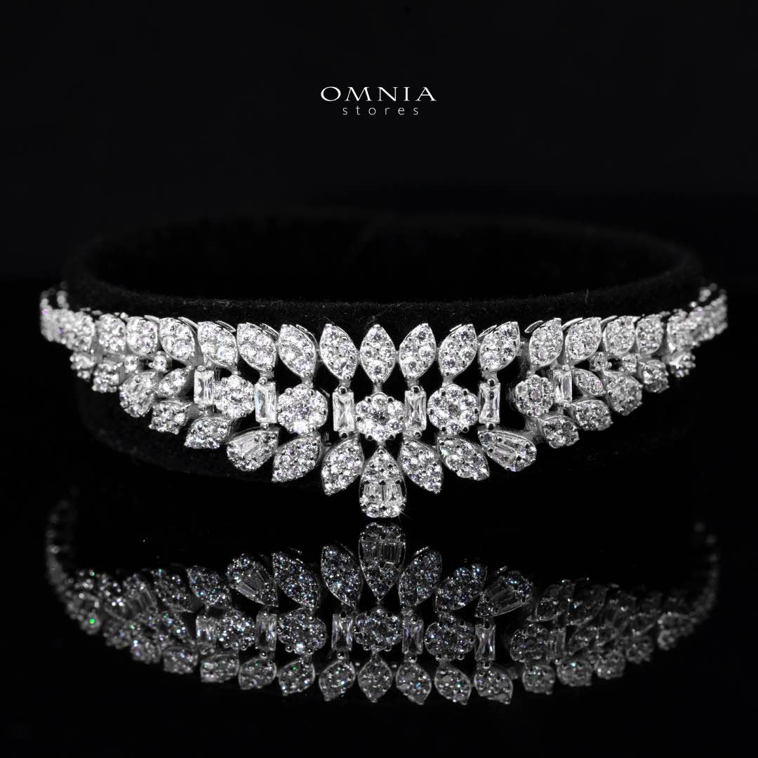 Omnia Sima White Luxury Bridal Full Set in High Quality Zircon Stone Rhodium Plated