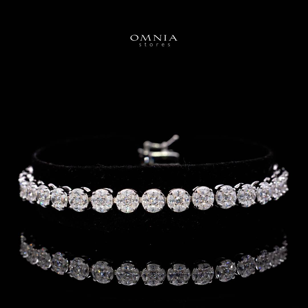 Omnia Tahani White Bracelet in 925 Silver with High Quality Simulated Diamonds