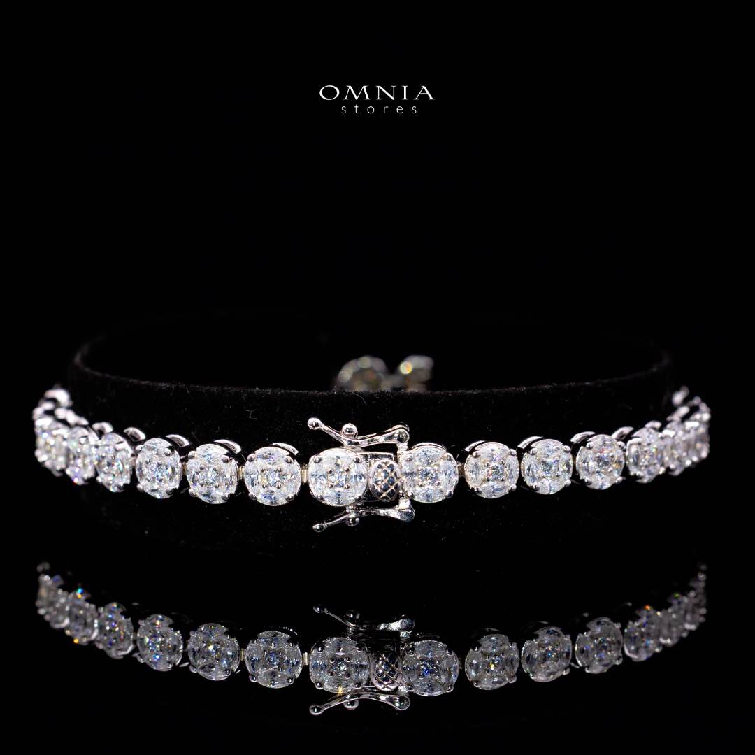 Omnia Tahani White Bracelet in 925 Silver with High Quality Simulated Diamonds