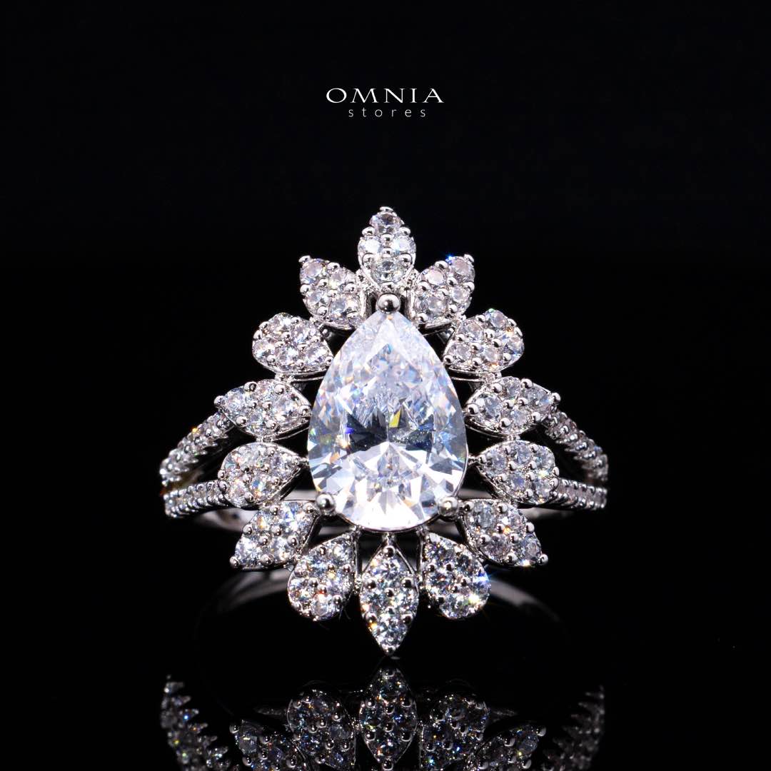 Omnia Asrar White Bridal Full Set in High Quality Zircon Stone Rhodium Plated(16cm only available in KSA)