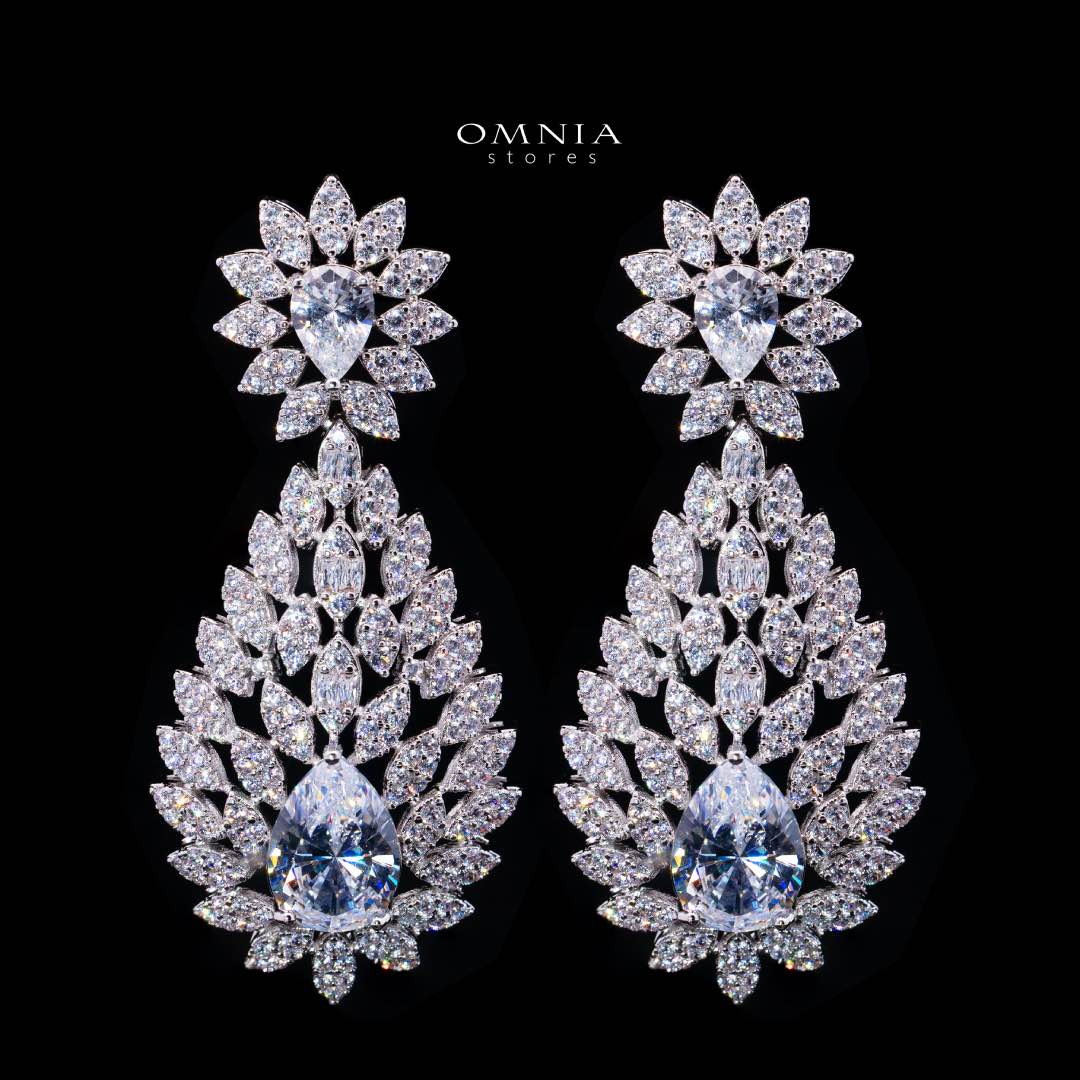 Omnia Asrar White Bridal Full Set in High Quality Zircon Stone Rhodium Plated(16cm only available in KSA)