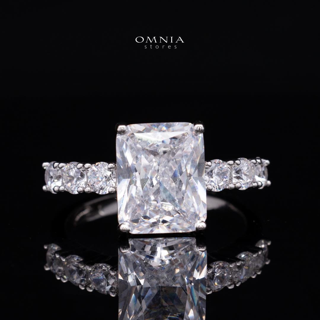 Omnia Linda White Bridal Full Set in High Quality Zircon Stone Rhodium Plated