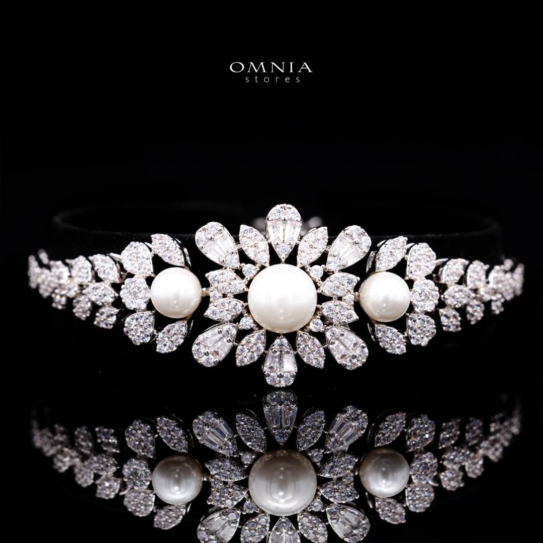 Omnia Rukaya Floral Pearl Luxury Bridal Full Set – High-Quality Zircon & Rhodium Plated Jewelry